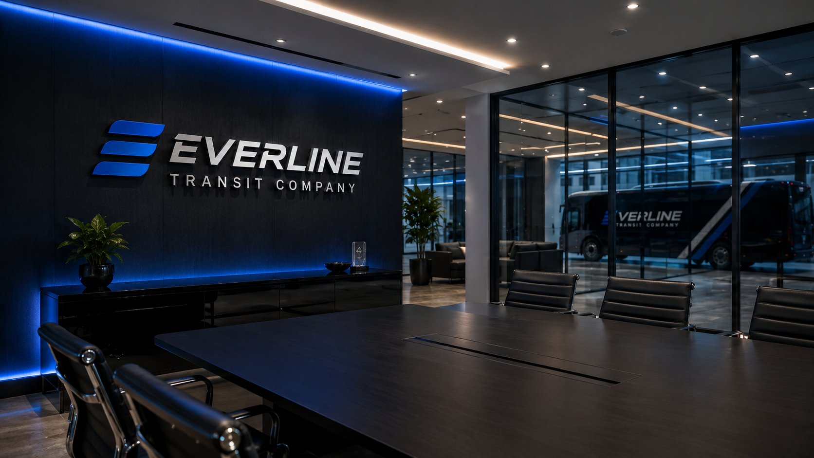 Everline corporate boardroom and media environment